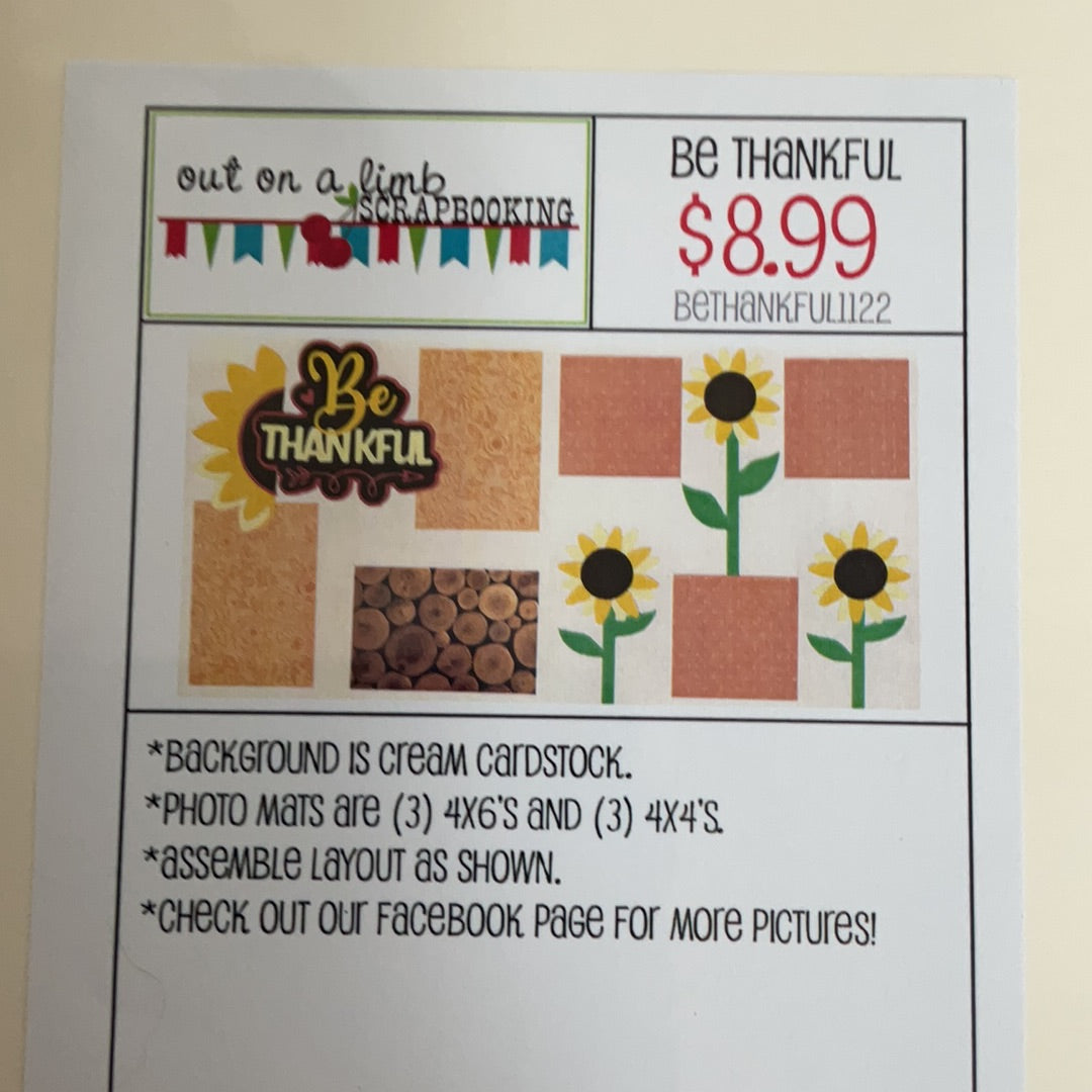 Out on a Limb Scrapbook Kit Be Thankful Thanksgiving