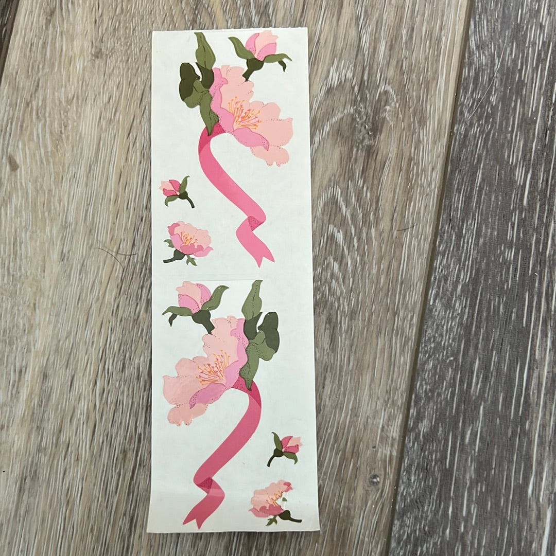Mrs. Grossman’s Stickers Flowers Pink with Ribbons