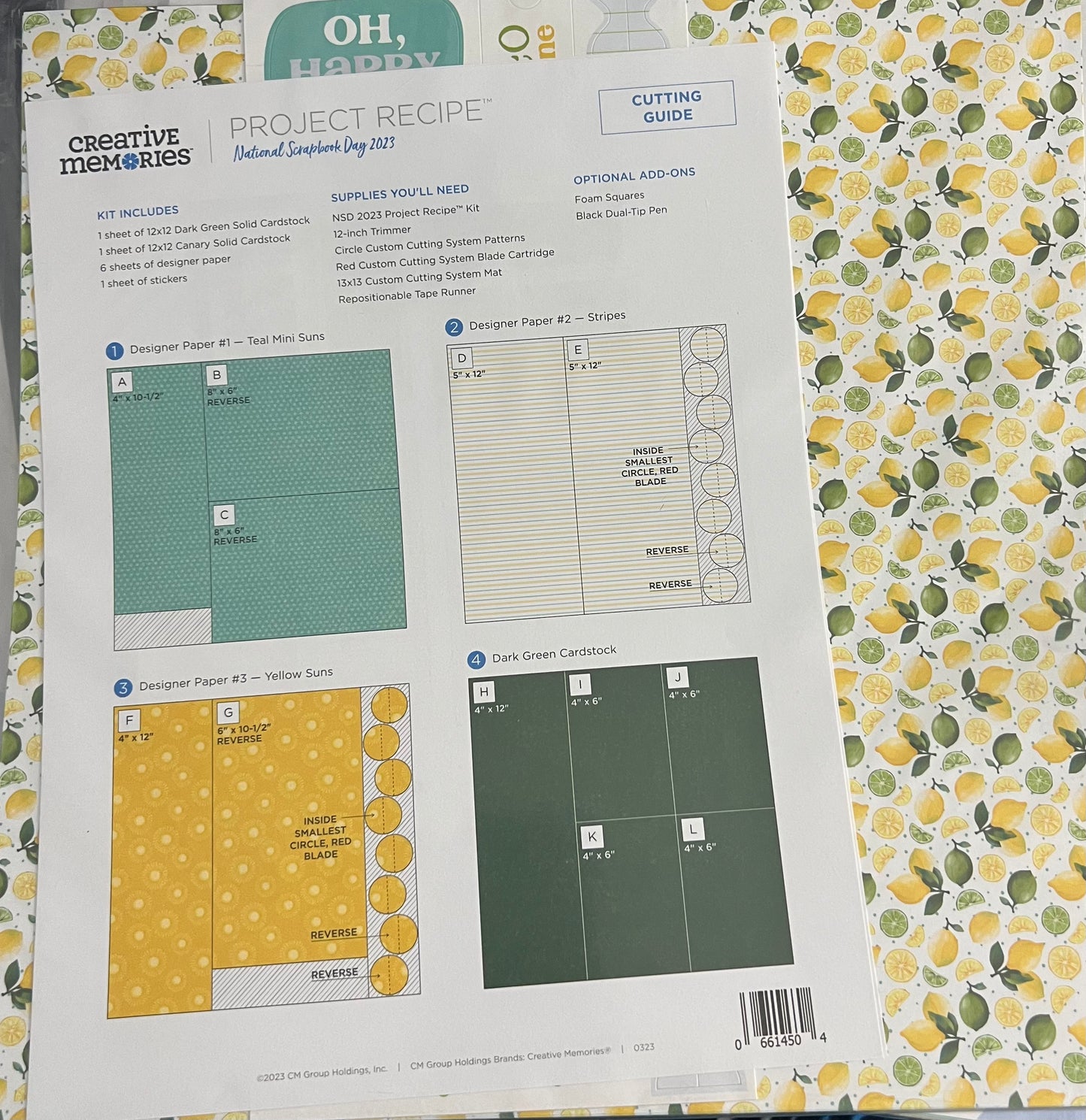 Creative Memories NSD Project Recipe and Paper Pack