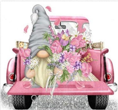 Diamond Painting Kits Gnome with Pink Truck Z055 spring