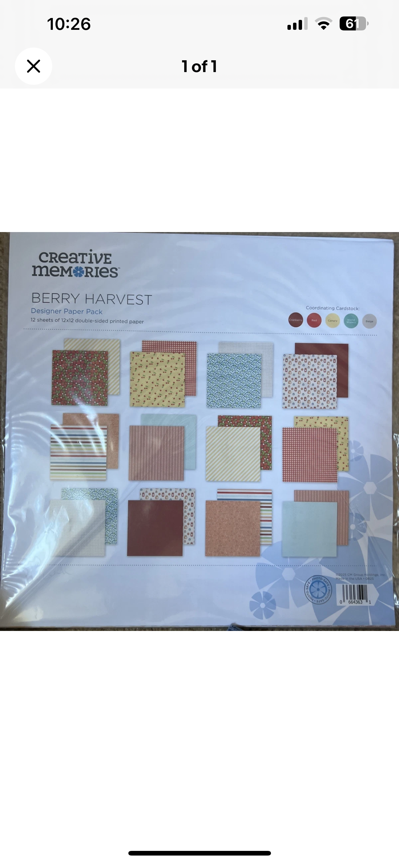 Creative Memories Berry Harvest Paper Pack New