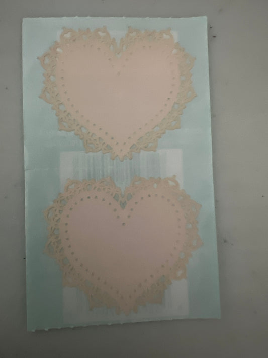 Mrs. Grossman’s Stickers Hearts Pink Lace 1/2 Sheet New