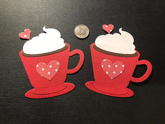Red Mugs of Hot Chocolate Die Cuts Valentine’s