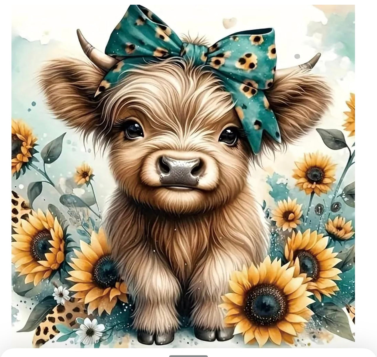 Diamond Painting Kits Highland Cow with Sunflowers New