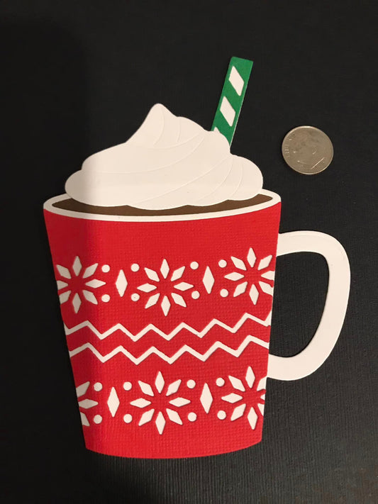 Red Mug with Hot Chocolate Die Cuts Winter