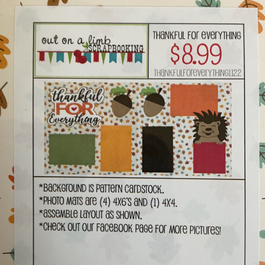 Out on a Limb Scrapbook Kit Thankful for Everything Thanksgiving