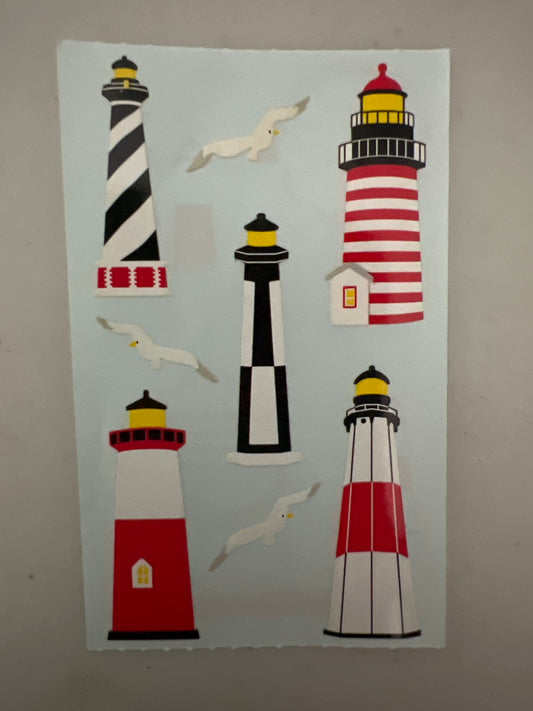 Mrs. Grossman’s Stickers Travel Lighthouses 1/2 Sheet New