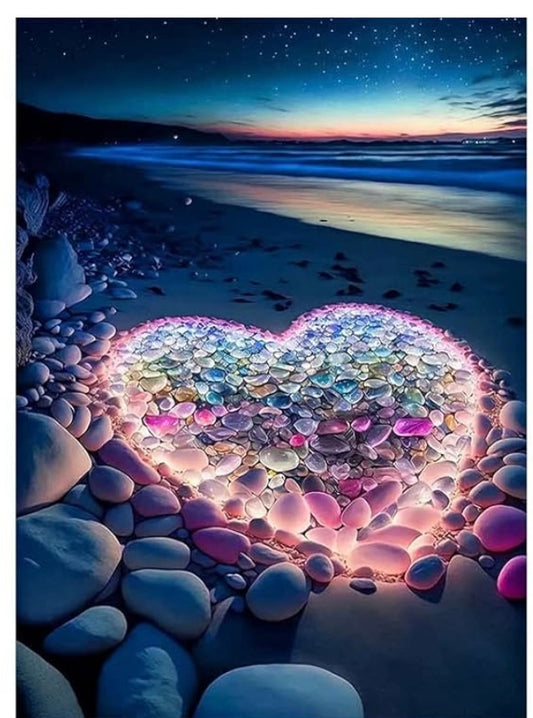 Diamond Painting Kits Heart on the Beach at Sunrise Valentines