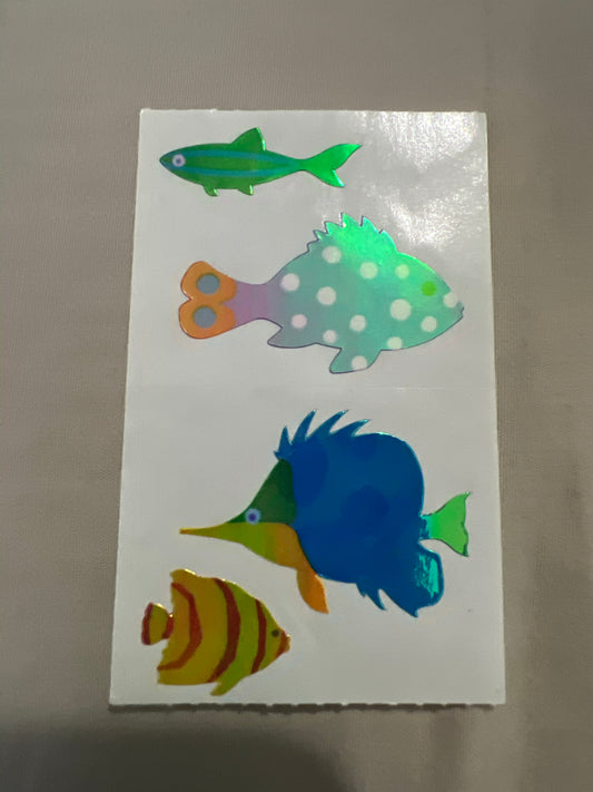 Mrs. Grossman’s Stickers Sea Animals fish iridescent 1/2 sheet new
