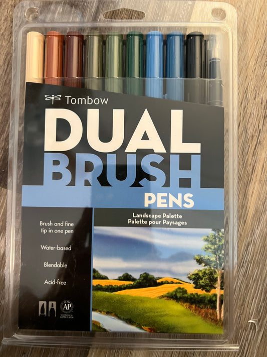 Tombow Dual Brush Markers Landscape Pallette Version 1 Set of 10