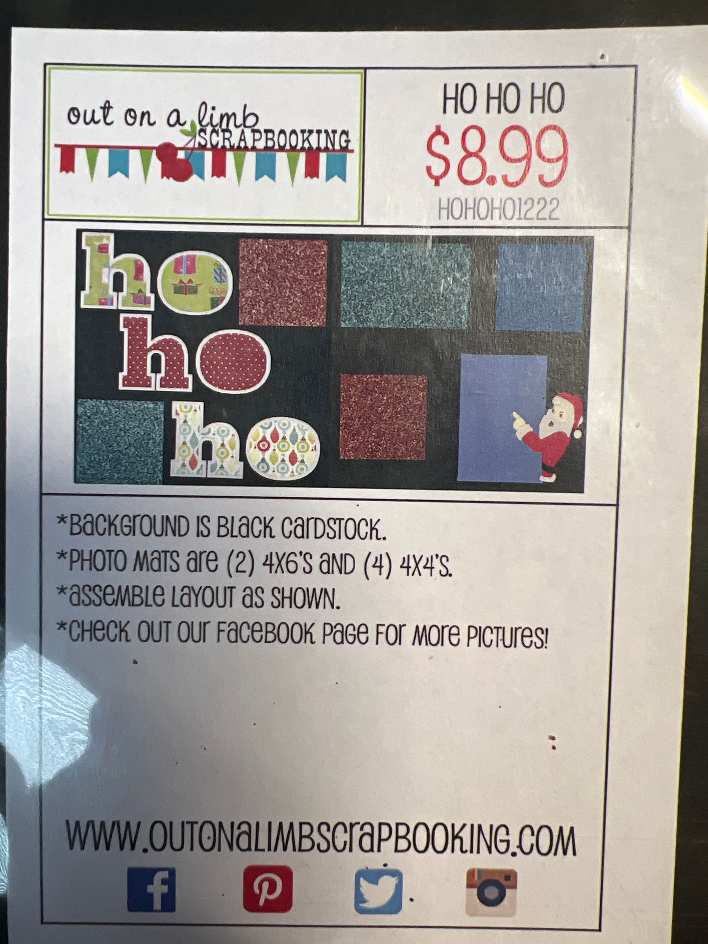 X Out on a Limb Scrapbook Kit Ho Ho Ho Christmas New