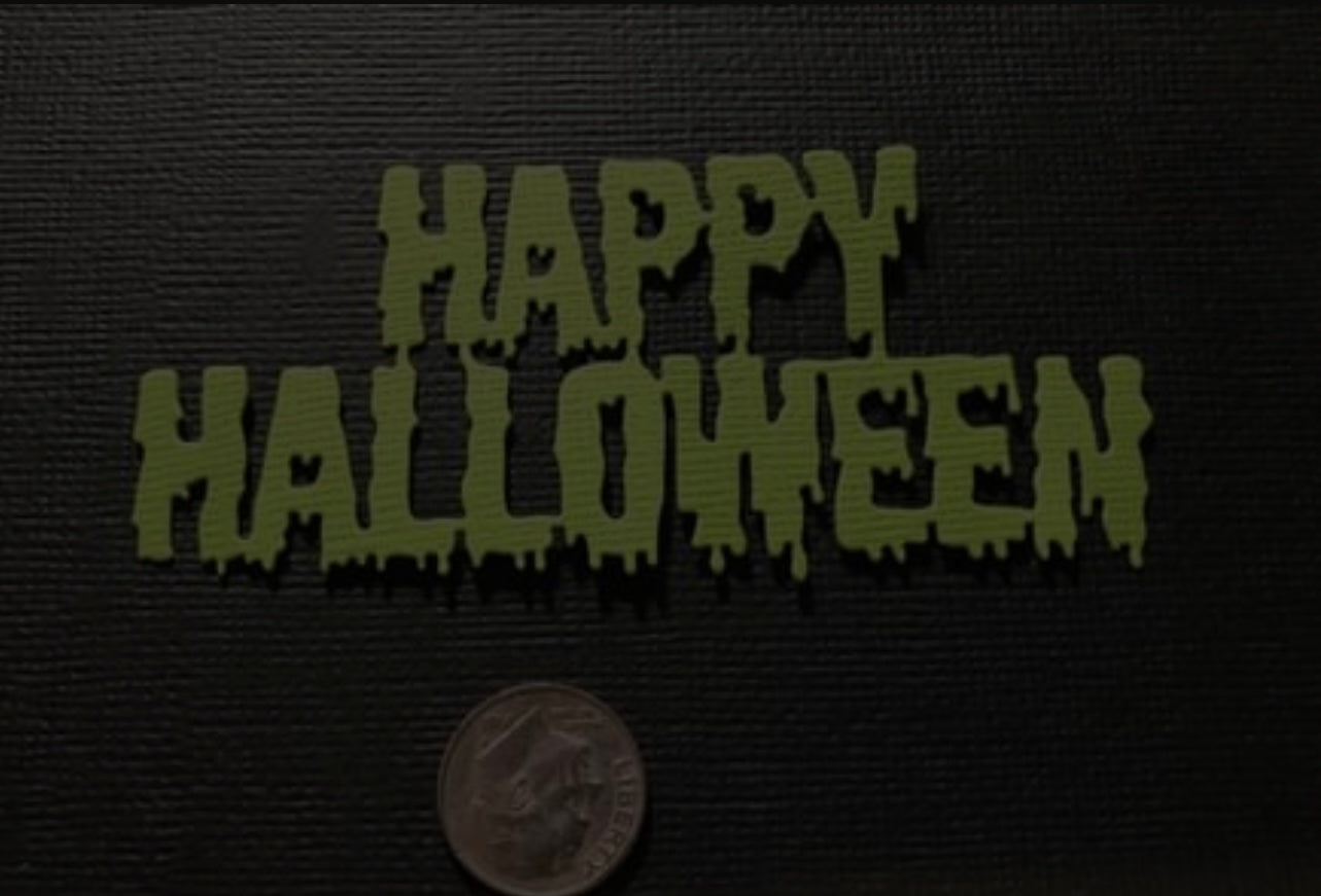 2 Happy Halloween in Green Die Cuts Paper Pieces