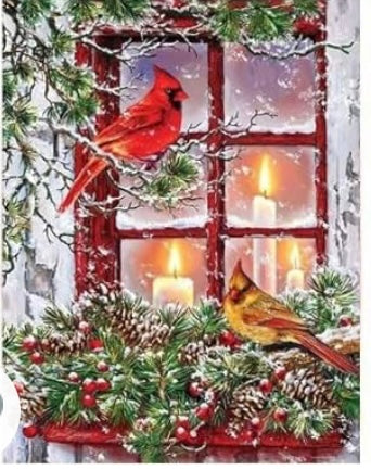 Diamond Painting Kits Christmas Cardinals Window Winter