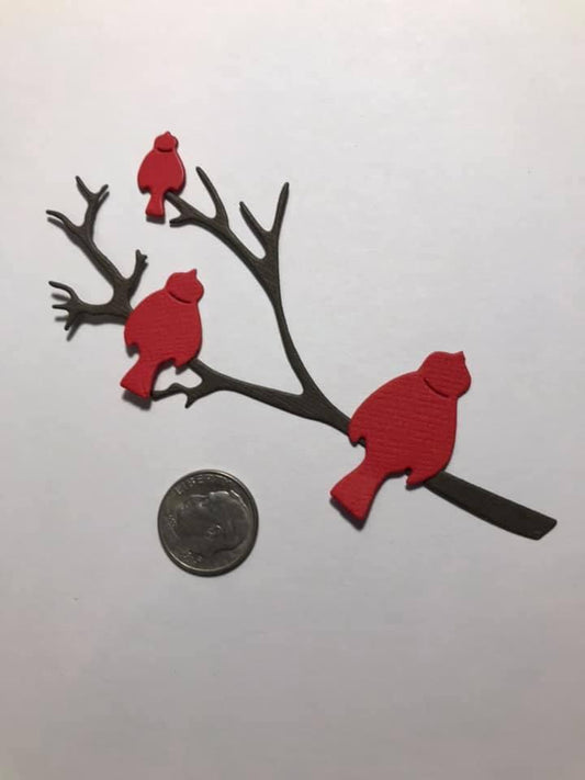 Cardinals on a Branch Die Cuts Winter