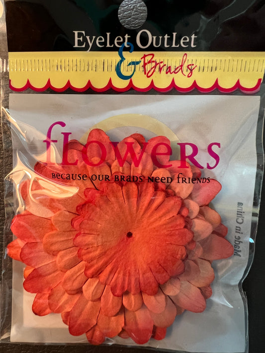 Orange Paper Flowers Embellishments Halloween