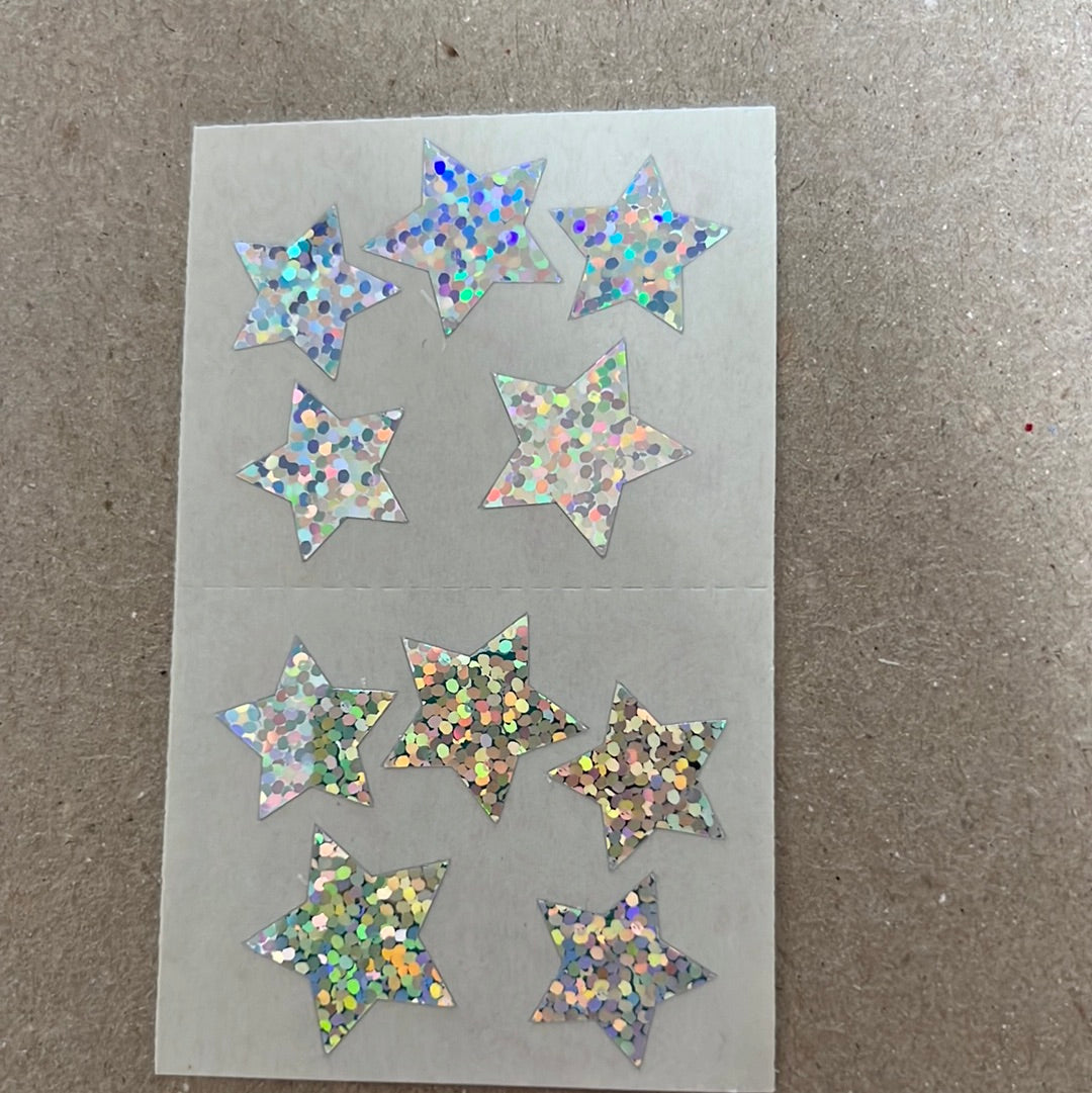 Mrs. Grossman’s Stickers Silver Sparkly Stars 1/2 Sheet