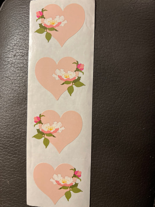 Mrs. Grossman’s Stickers Pink Heart with Flowers New