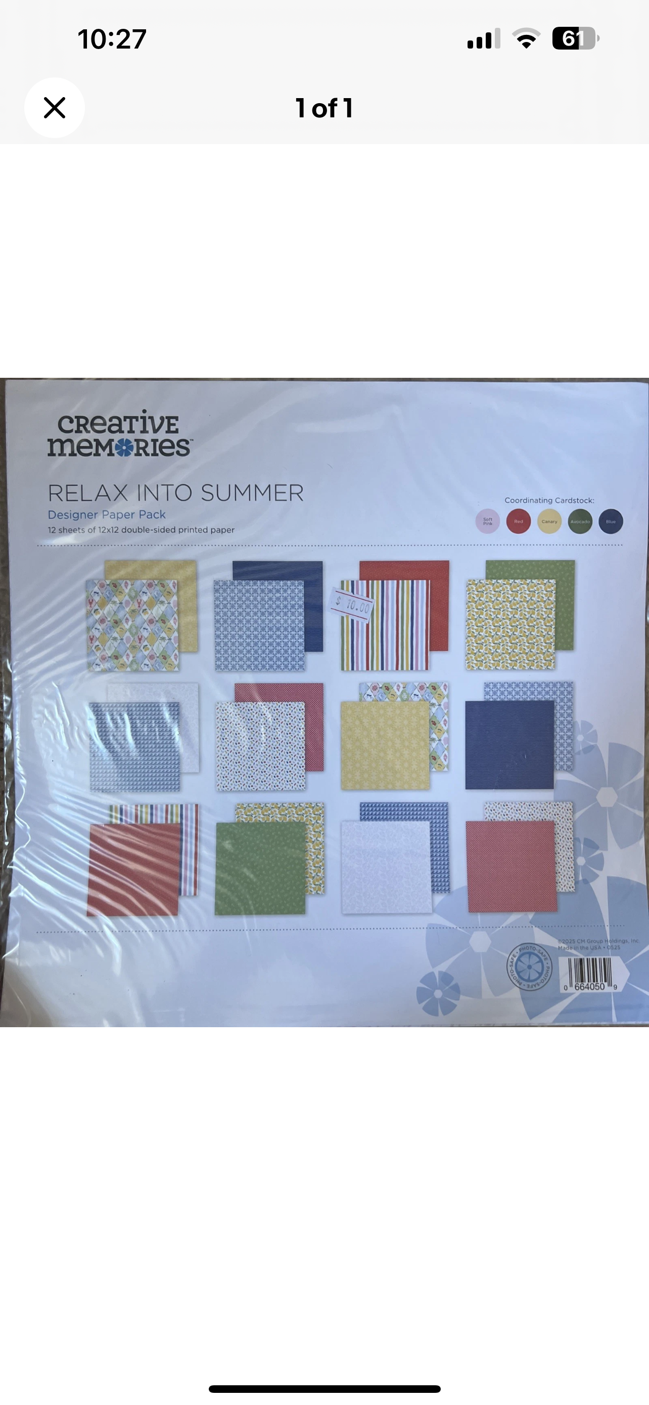 Creative Memories Relax into Summer Paper Pack New