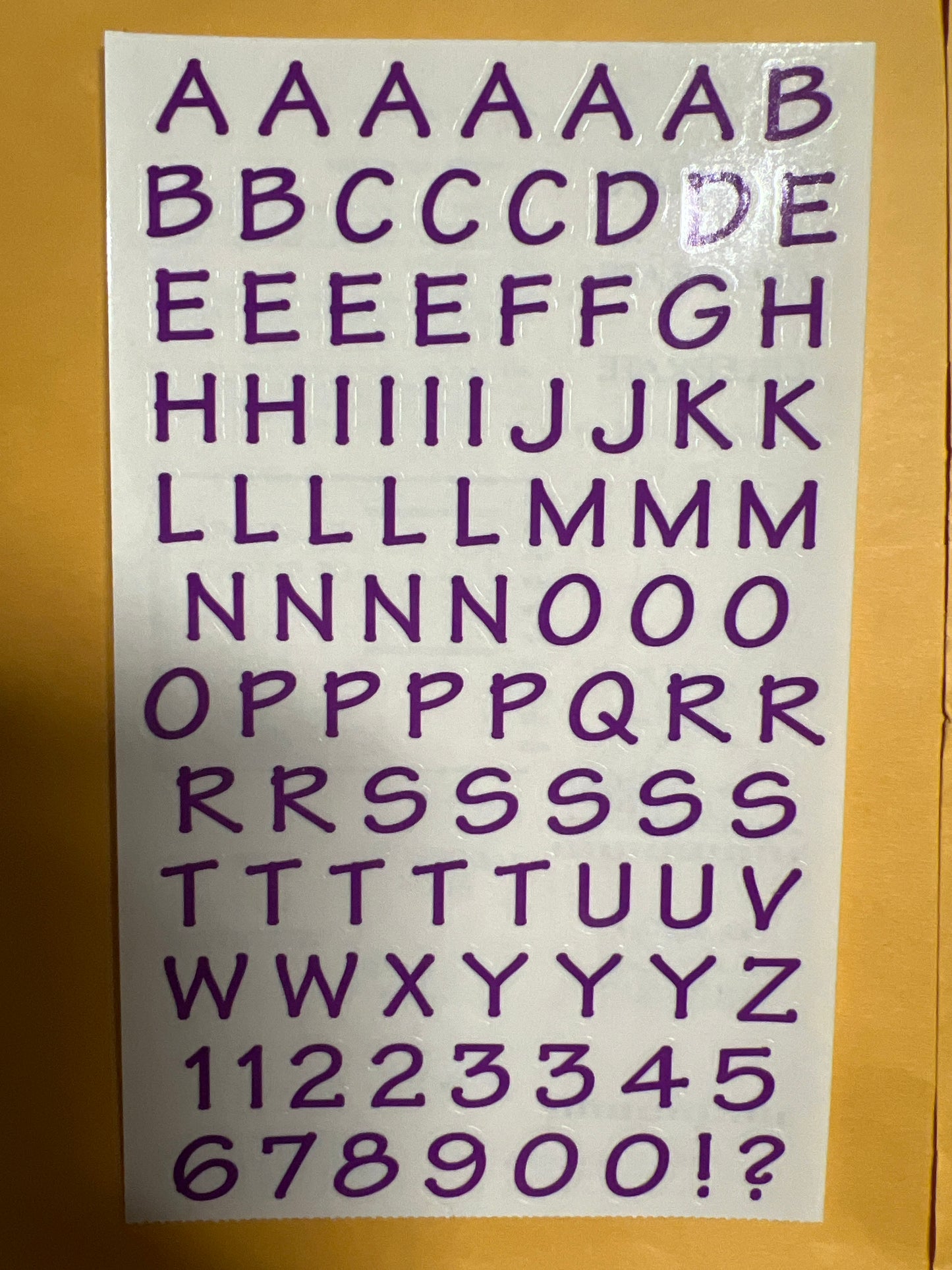 Mrs. Grossman’s Large Stickers Eggplant Alphabet Upper Case New