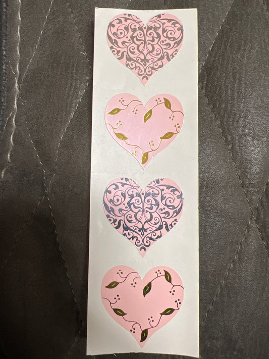 Mrs. Grossman’s Stickers Hearts Pink Filigree New