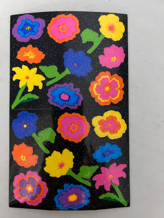 Mrs. Grossman’s Large Stickers Glitter Flowers New
