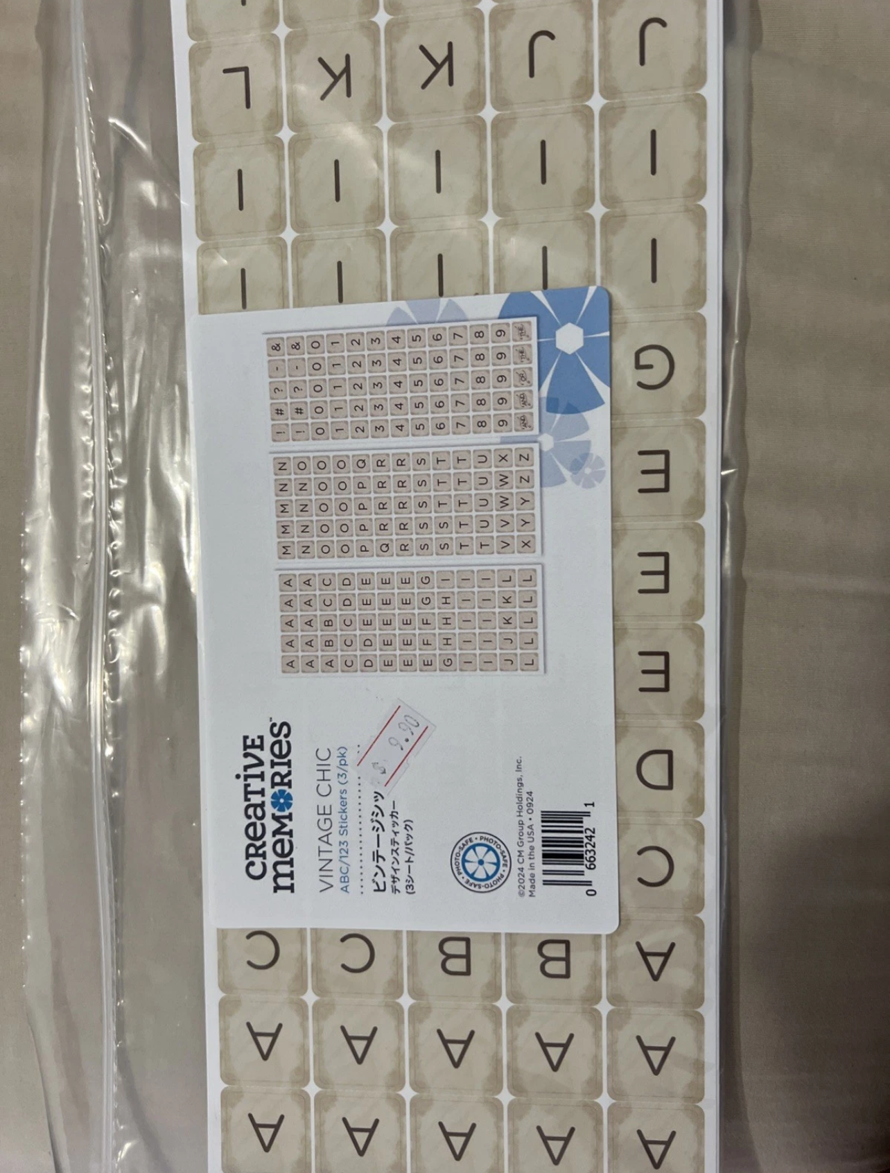 Creative Memories Vintage Chic ABC/123 Stickers New