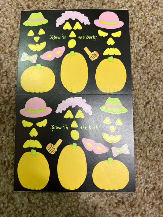 Mrs. Grossman’s Large Stickers Halloween Glow in the Dark Pumpkin Faces New