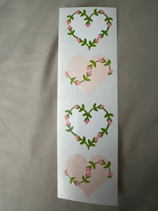 Mrs. Grossman’s Stickers Hearts Pink with Flowers New