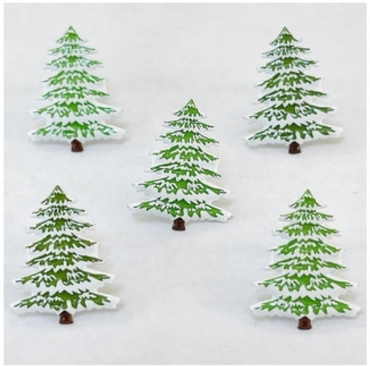 Snowy Trees Brads Embellishments Winter