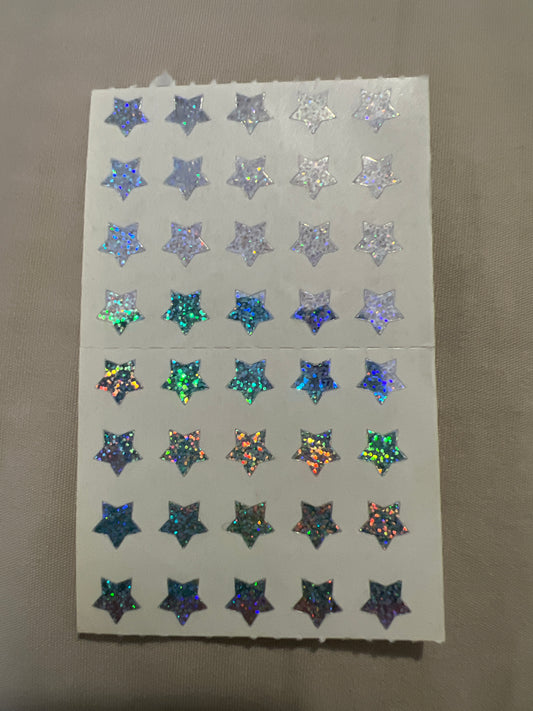 Mrs. Grossman’s Stickers Stars Micro Silver Sparkly 1/2 Sheet new