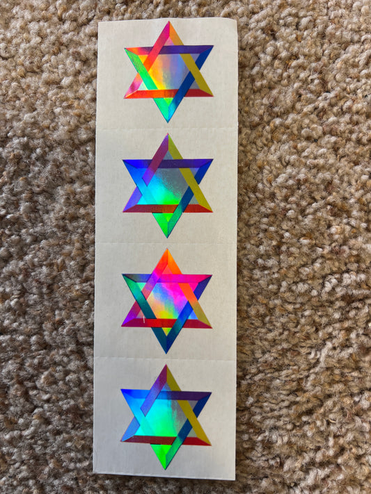 X Mrs. Grossman’s Stickers Hanukkah Star of David Hologram New