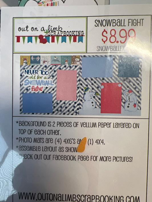 X Out on a Limb Scrapbook Kit Snowball Fight Winter New