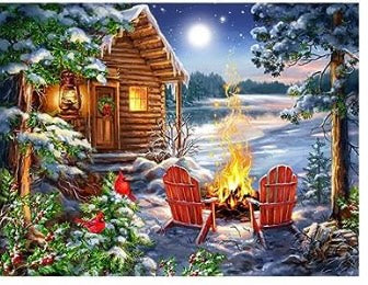 Diamond Painting Kits Winter Log Cabin