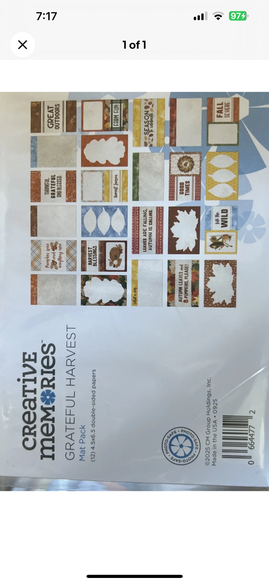 Creative Memories Grateful Harvest Photo Mats New