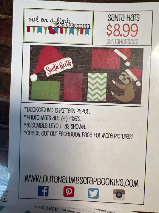 X Out on a Limb Scrapbook Kit Santa Hats Christmas New