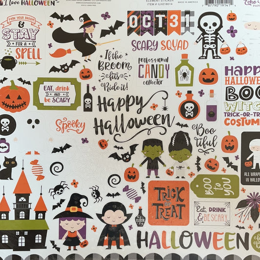 Echo Park Element Stickers I Love Halloween ILH218014