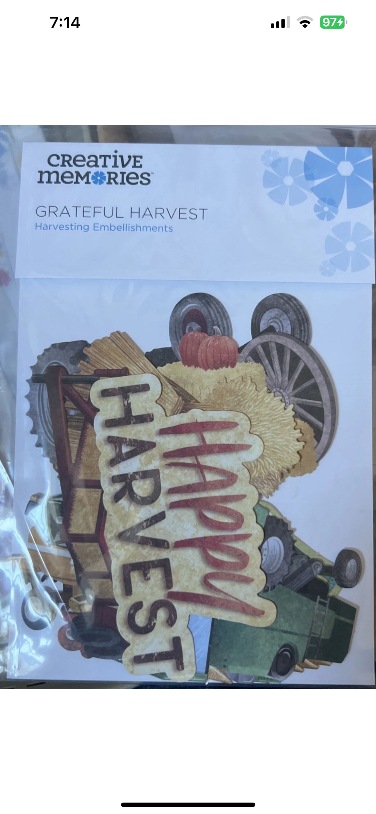 Creative Memories Grateful Harvest Harvesting Embellishments New