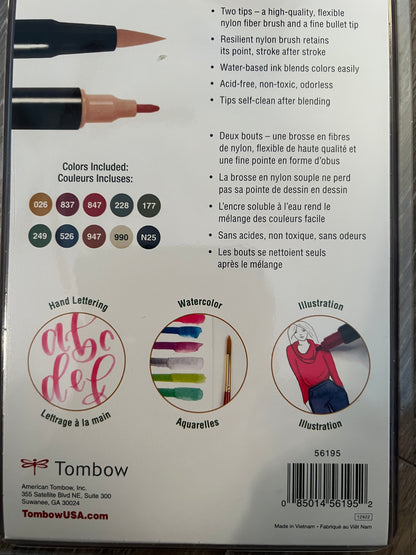 Tombow Dual Brush Markers Holiday Pallette Set of 10 Christmas