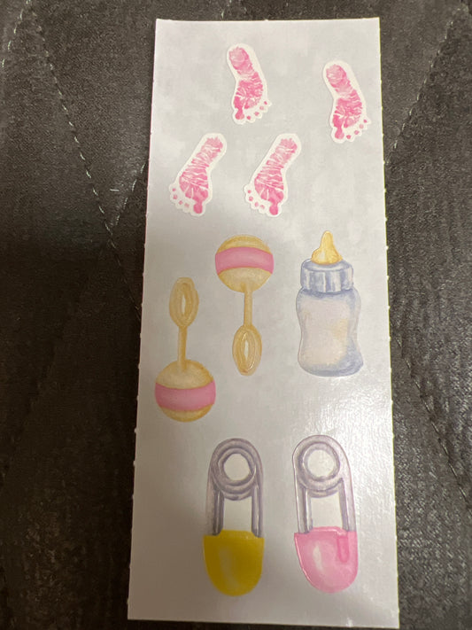 Creative Memories Stickers Girls First Years Footprints, Rattles, Pins new