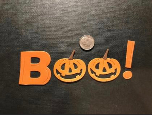 2 Orange Boo! Die Cuts Halloween