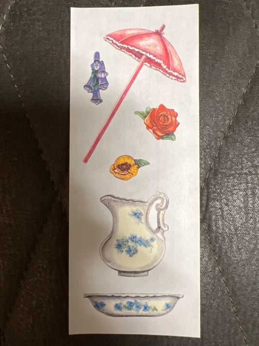 Creative Memories Stickers Heritage Parasol, Pitcher and Basin new