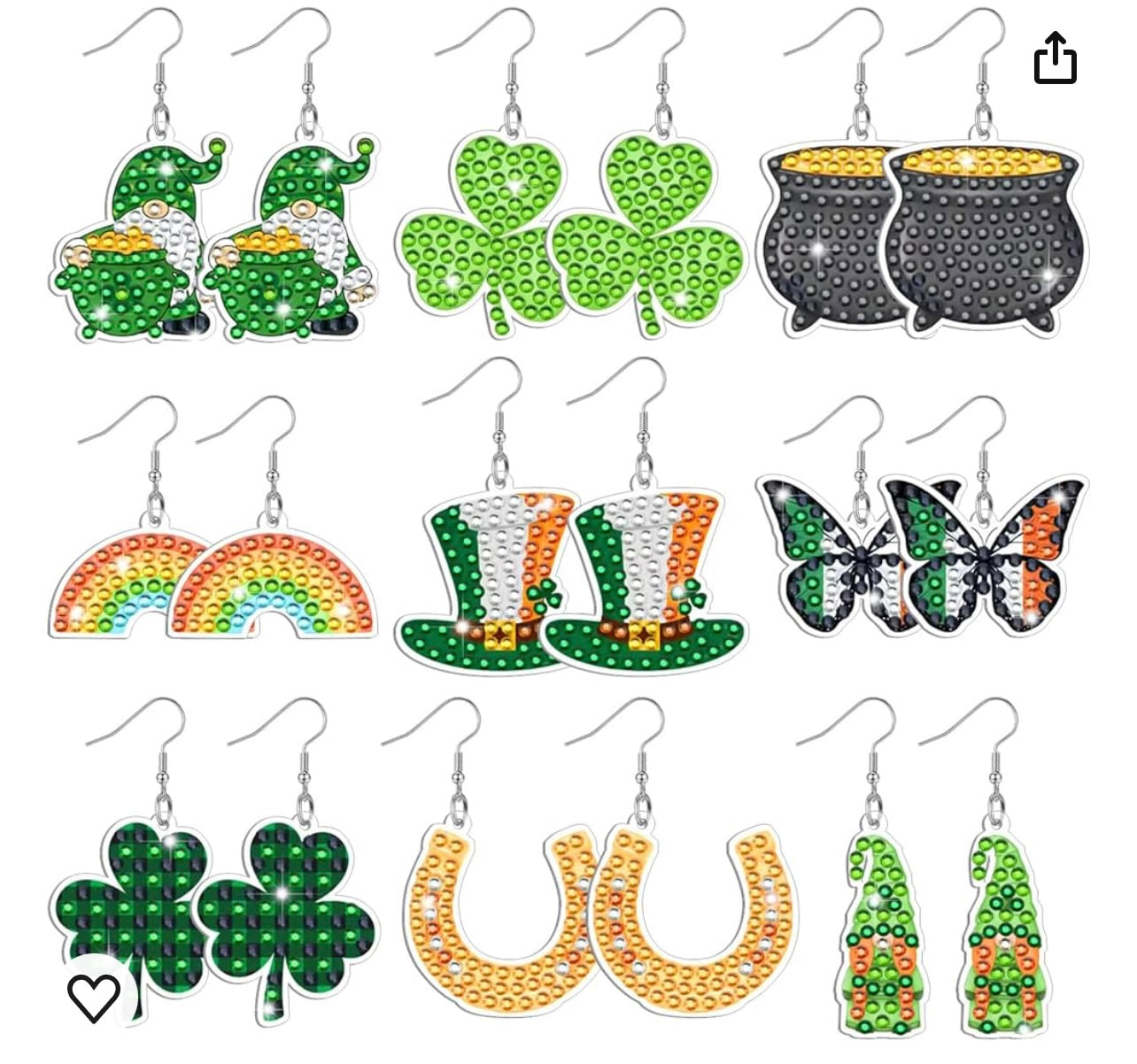 Diamond Painting Kits St Patty’s Earrings