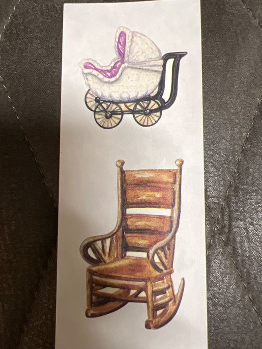 Creative Memories Stickers Heritage Baby Carriage, Rocking Chair new