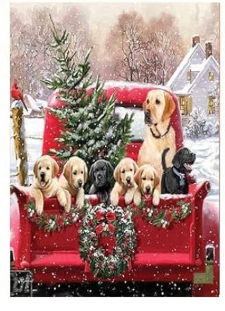 Diamond Painting Kits Christmas Truck Puppies Winter