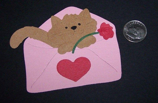 Brown Kitty in Envelope Die Cuts Valentine’s