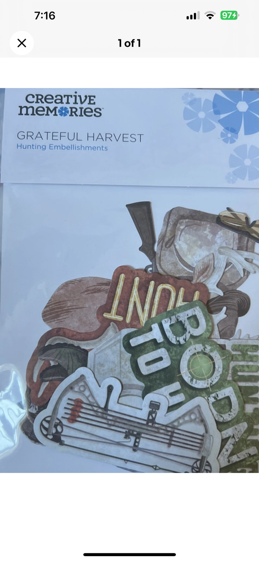 Creative Memories Grateful Harvest Hunting Embellishments New