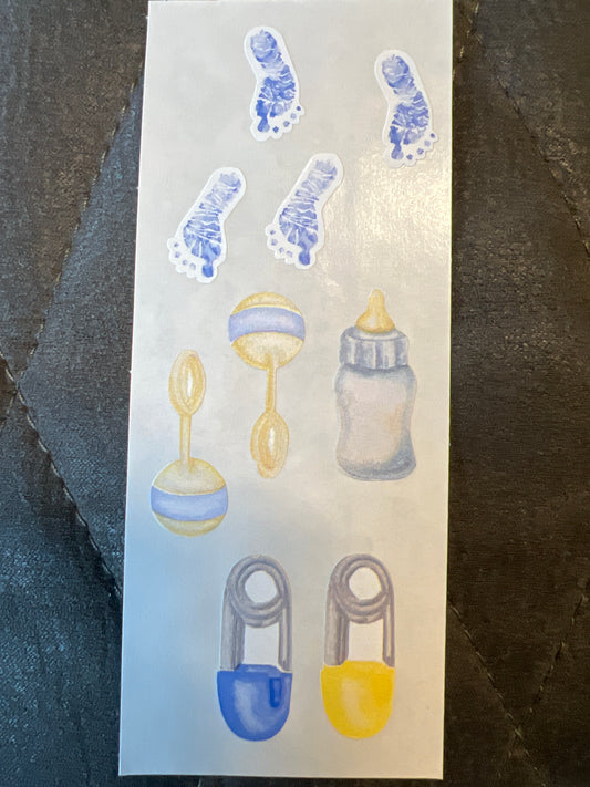 Creative Memories Stickers Boys First Years Footprints, Rattles, Pins new