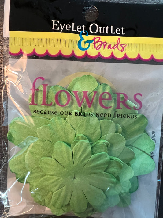 SALE! Green Paper Flowers Embellishments Christmas