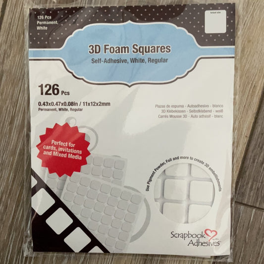 3D Foam Squares 1/2 inch 126 pcs Adhesive