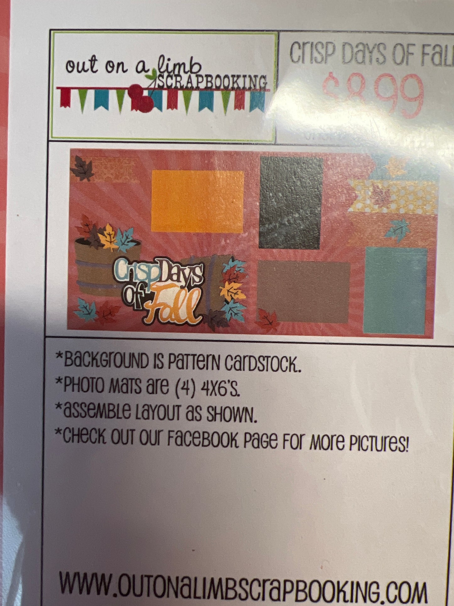 X Out on a Limb Scrapbook Kit Crisp Days of Fall New